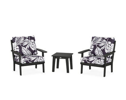 POLYWOOD® Oxford 3-Piece Deep Seating Set in Black / Leaf Navy
