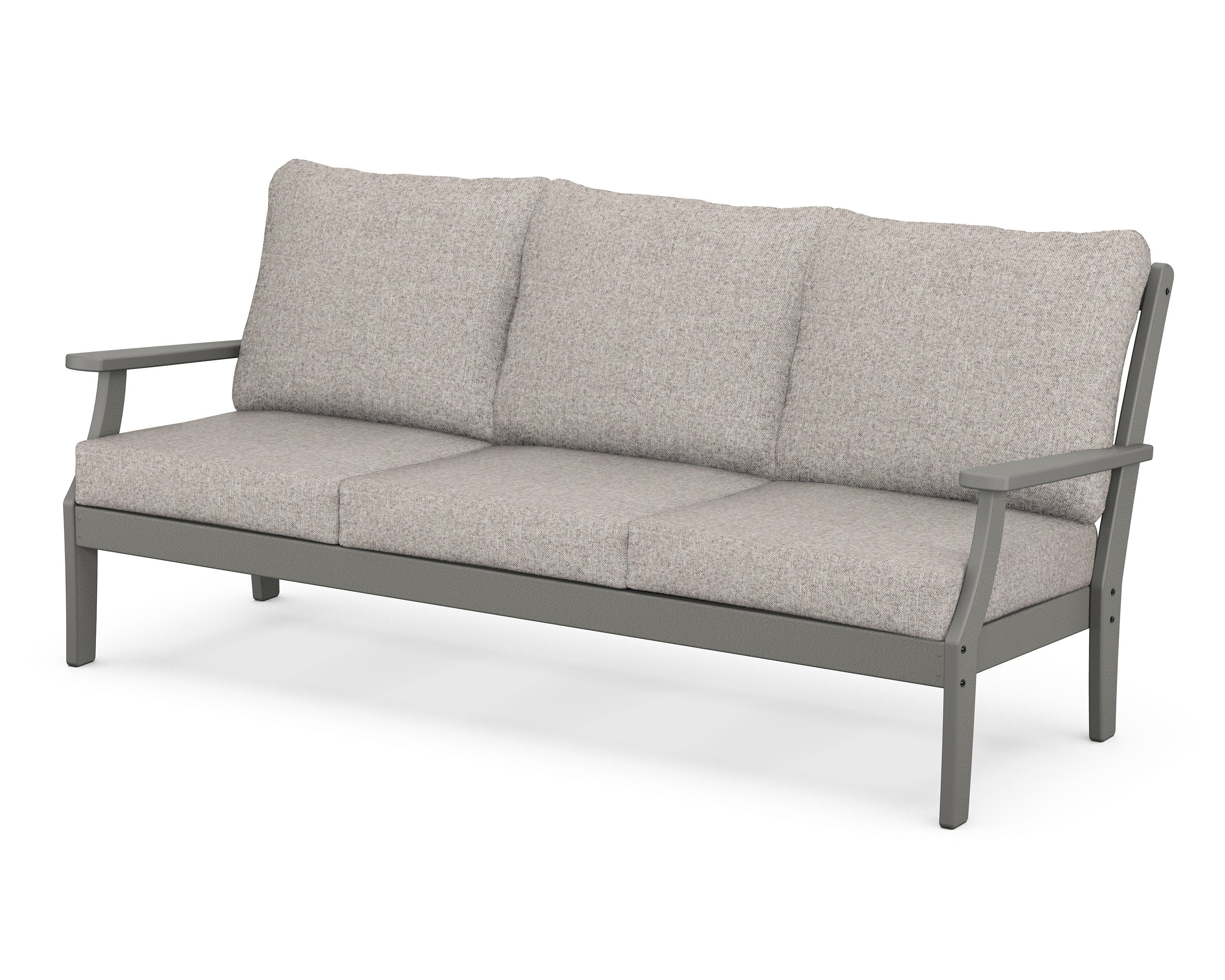 POLYWOOD® Braxton Deep Seating Sofa in Slate Grey / Weathered Tweed