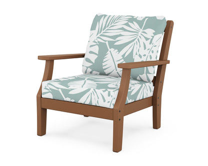 Martha Stewart by POLYWOOD® Chinoiserie Deep Seating Chair in Teak / Leaf Glacier Spa