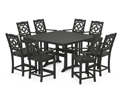 Chinoiserie 9-Piece Square Counter Set with Trestle Legs