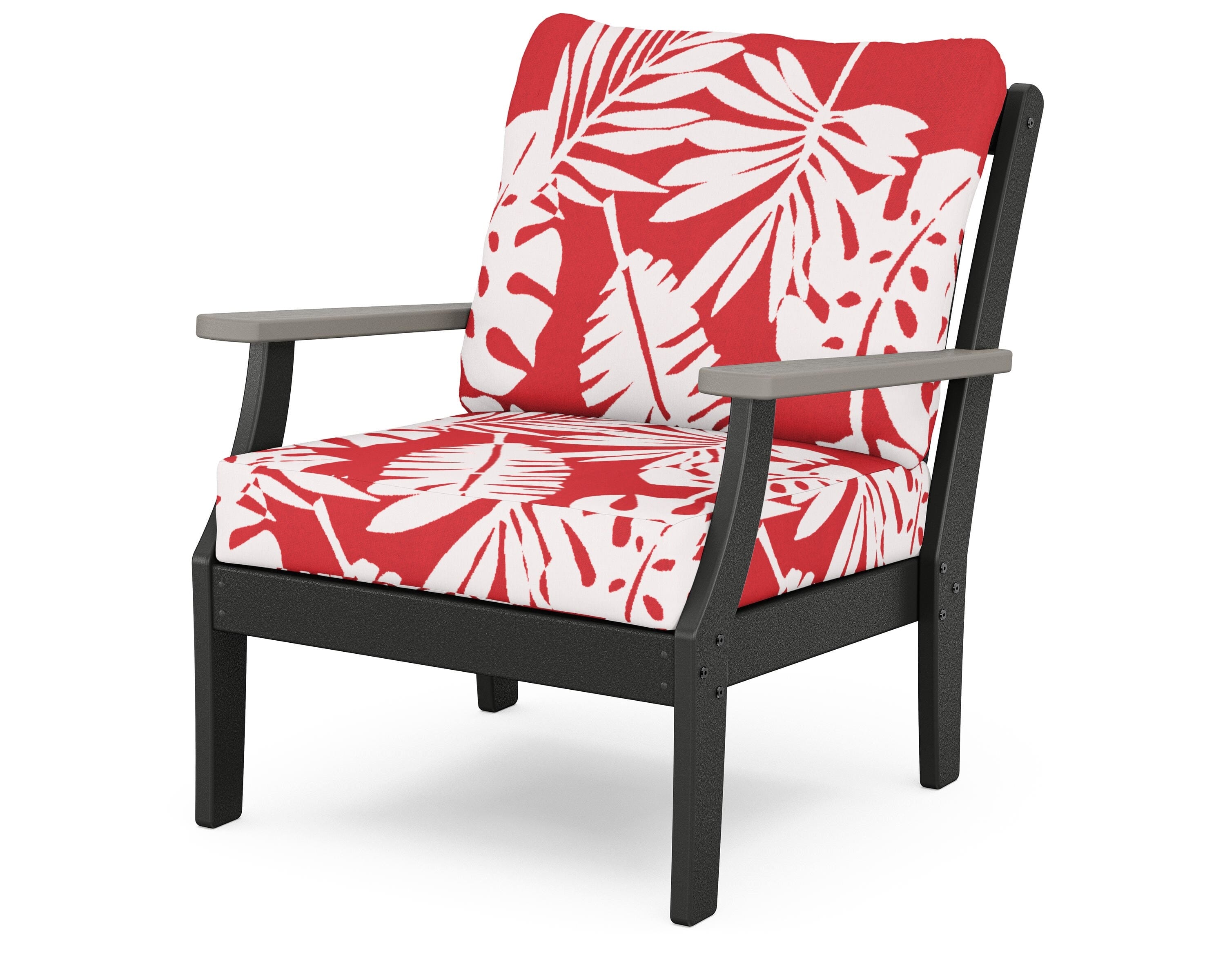 POLYWOOD® Braxton Deep Seating Chair in Black / Driftwood / Leaf Crimson