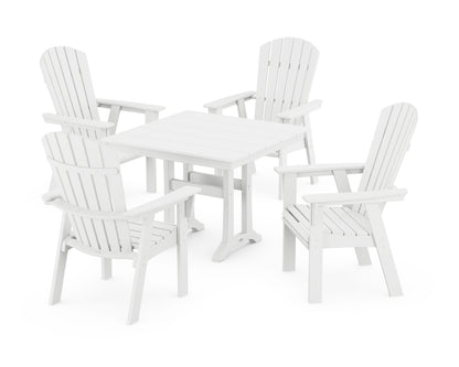 POLYWOOD® Nautical Adirondack 5-Piece Farmhouse Dining Set With Trestle Legs in White