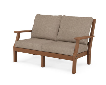 Martha Stewart by POLYWOOD® Chinoiserie Deep Seating Loveseat in Teak / Spiced Burlap