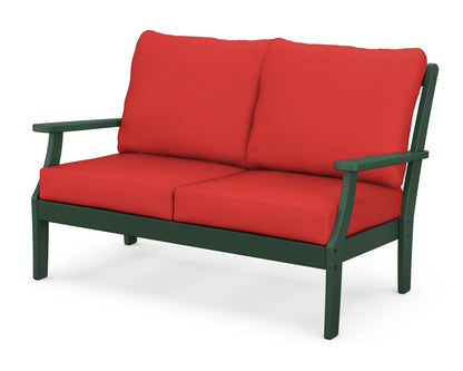 POLYWOOD® Braxton Deep Seating Loveseat in Green / Crimson Linen