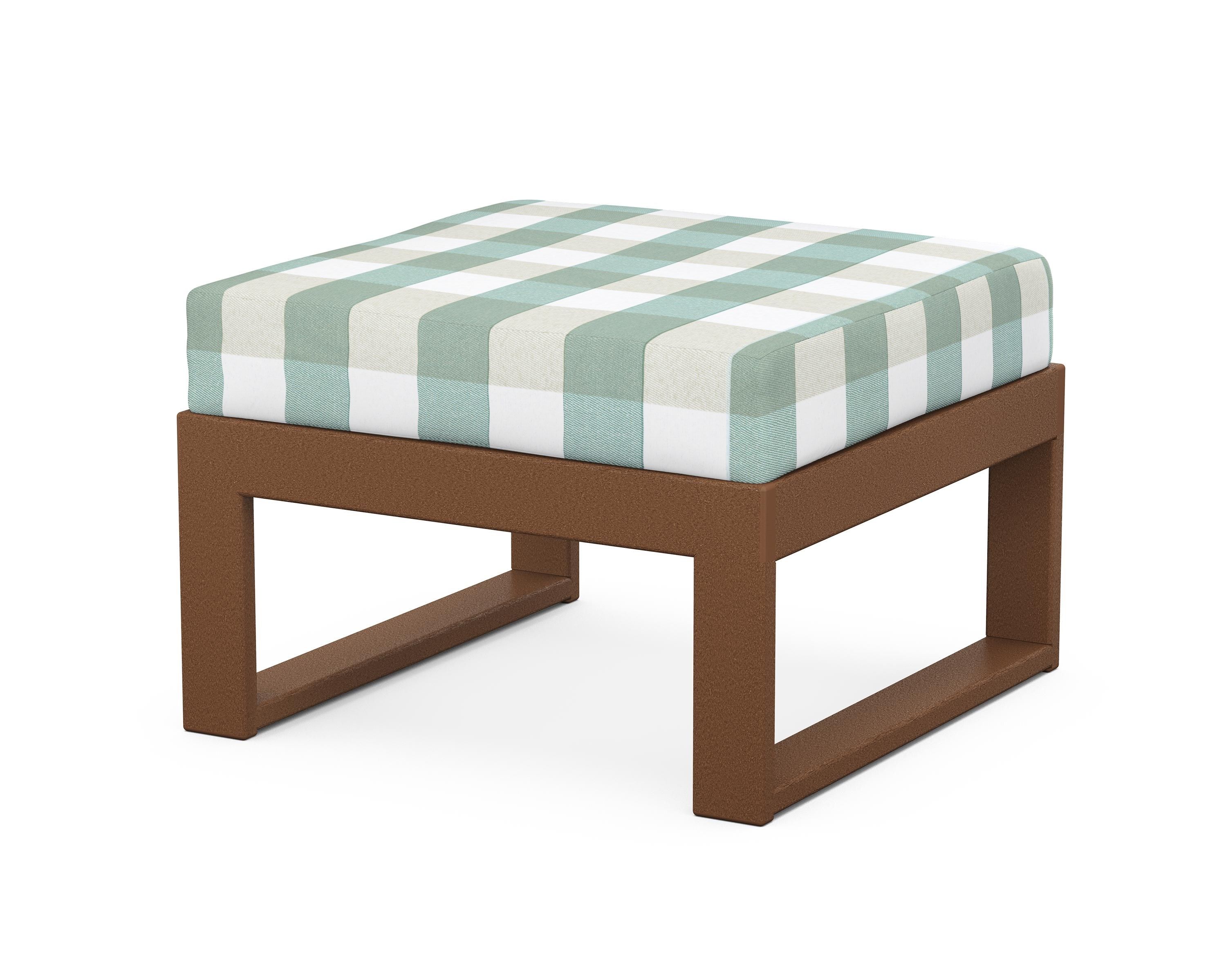 Unbranded Modular Ottoman - Modern in Teak / Buffalo Plaid Glacier Spa