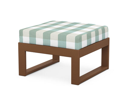 Unbranded Modular Ottoman - Modern in Teak / Buffalo Plaid Glacier Spa