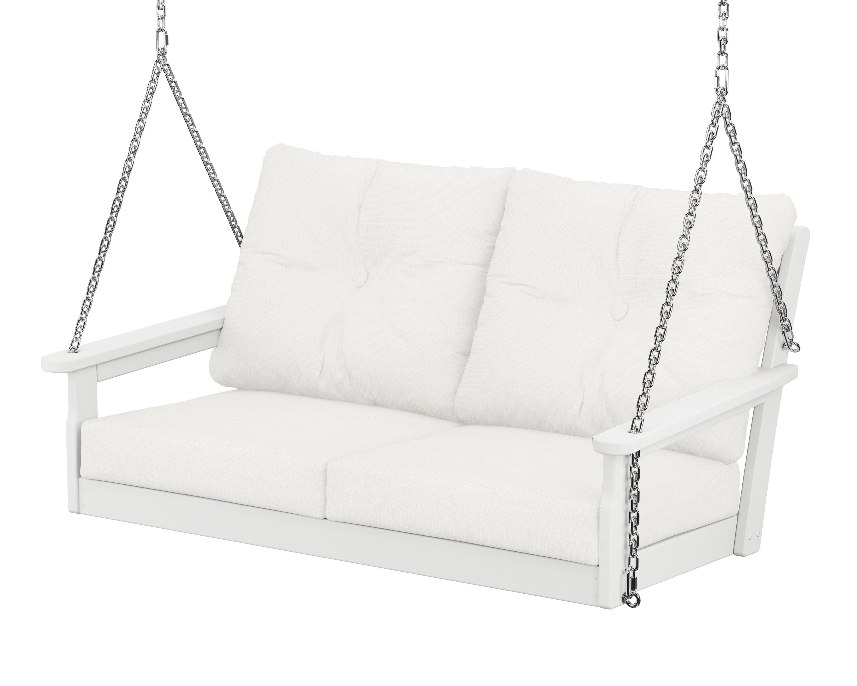 POLYWOOD® Vineyard Deep Seating Swing in White / Natural Linen