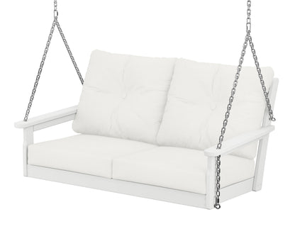POLYWOOD® Vineyard Deep Seating Swing in White / Natural Linen