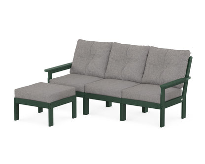 POLYWOOD® Vineyard 4-Piece Sectional with Ottoman in Green / Grey Mist