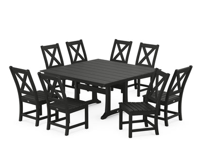 POLYWOOD® Braxton Side Chair 9-Piece Farmhouse Dining Set in Black