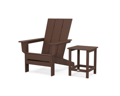 POLYWOOD® Modern Studio Adirondack Chair with Side Table in Mahogany