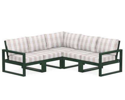 POLYWOOD® EDGE 5-Piece Modular Deep Seating Set in Green / Buffalo Plaid Dune Burlap