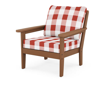Country Living Cottage Deep Seating Chair in Teak / Buffalo Plaid Crimson