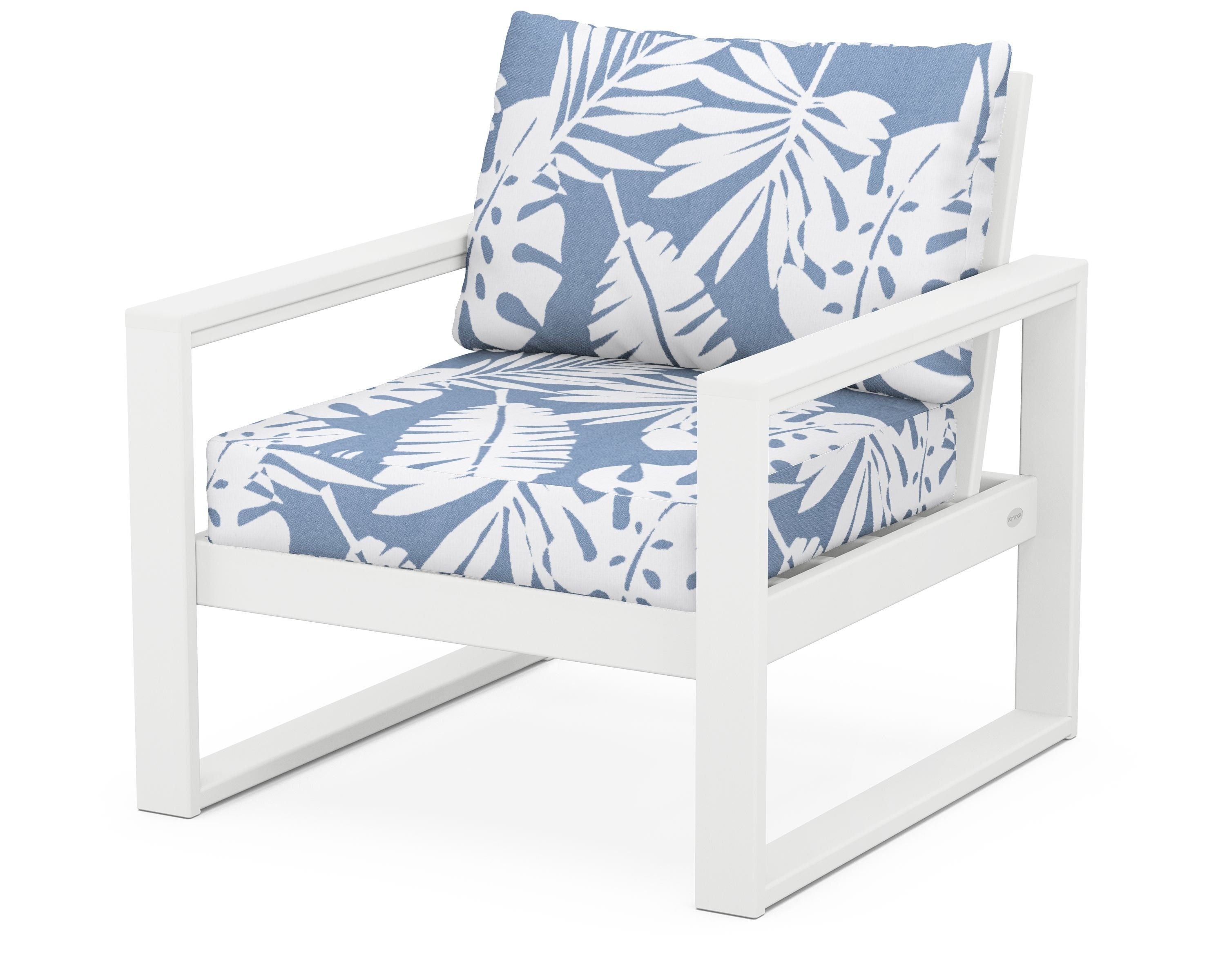 POLYWOOD® EDGE Club Chair in White / Leaf Sky Blue