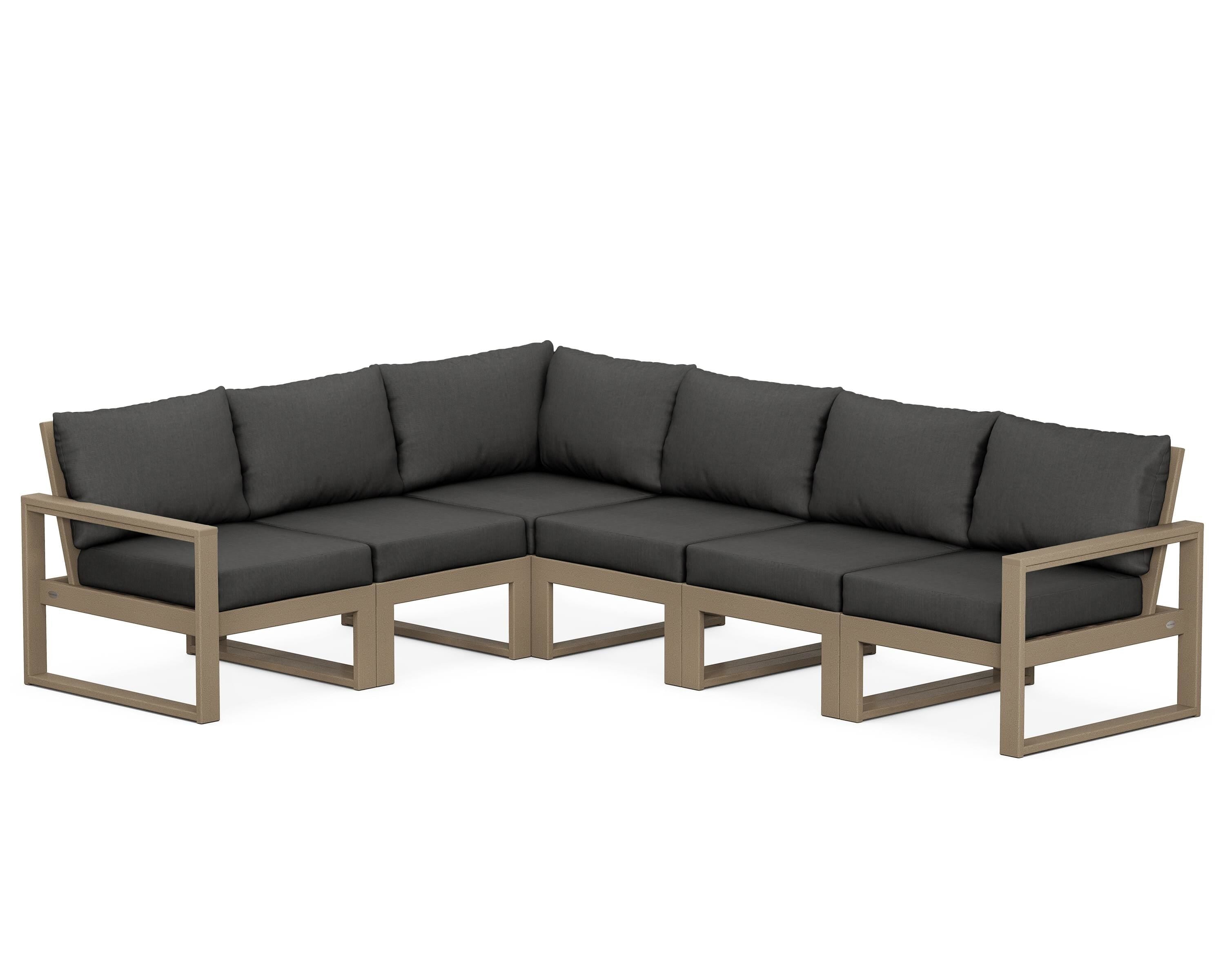 POLYWOOD® EDGE 6-Piece Modular Deep Seating Set in Vintage Sahara / Spectrum Carbon