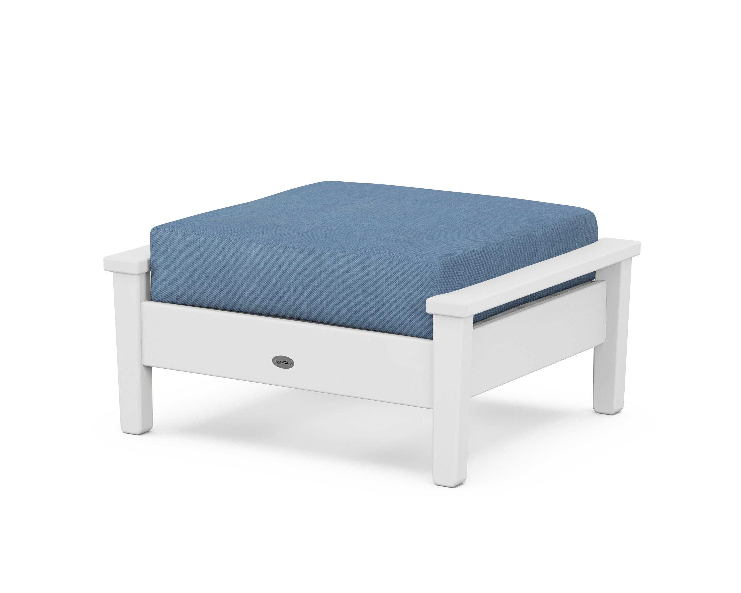 POLYWOOD® Prescott Deep Seating Ottoman in White / Sky Blue