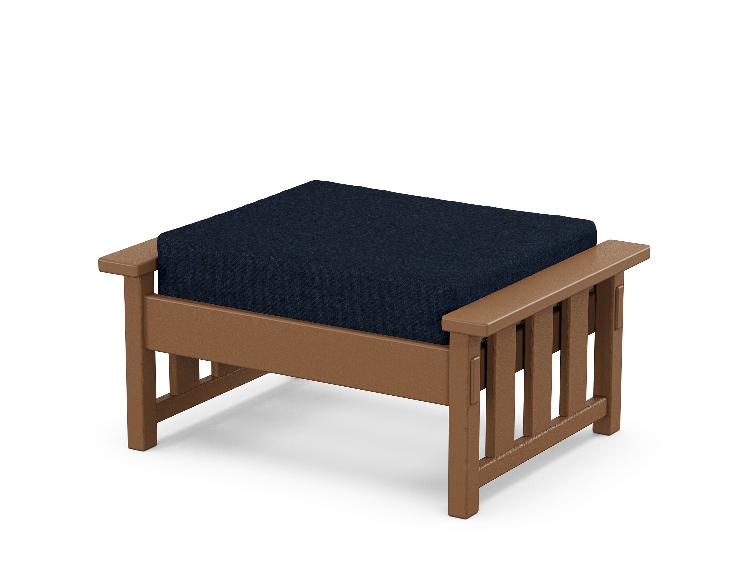 Martha Stewart by POLYWOOD® Acadia Deep Seating Ottoman in Teak / Marine Indigo