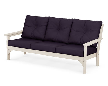 POLYWOOD® Vineyard Deep Seating Sofa in Sand / Navy Linen