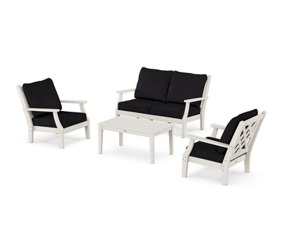 Country Living Wovendale 4-Piece Deep Seating Set with Loveseat in Sand / Midnight Linen