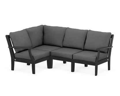 POLYWOOD® Braxton Modular 4-Piece Deep Seating Set in Black / Spectrum Carbon