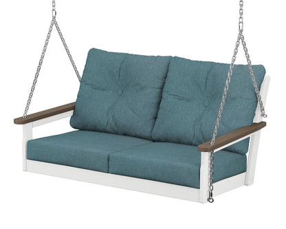 POLYWOOD® Vineyard Deep Seating Swing in White / Kona / Ocean Teal