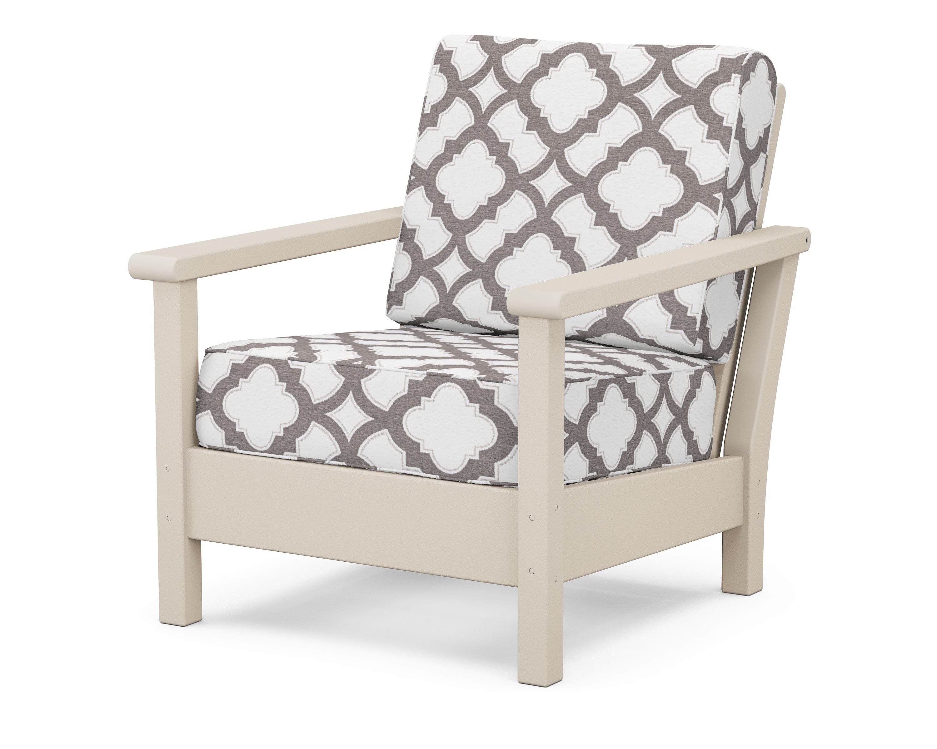 POLYWOOD® Harbour Deep Seating Chair in Sand / Trellis Grey Mist