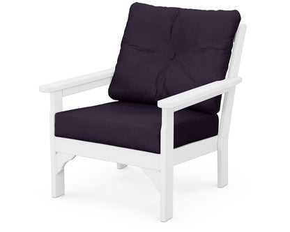 POLYWOOD® Vineyard Deep Seating Chair in White / Navy Linen
