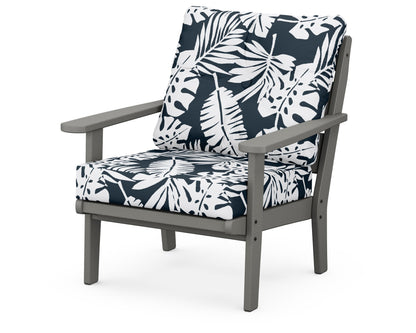 POLYWOOD® Lakeside Deep Seating Chair in Slate Grey / Leaf Marine Indigo