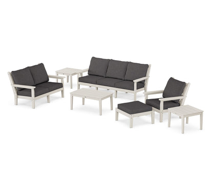 POLYWOOD® Chippendale 7-Piece Deep Seating Set in Sand / Ash Charcoal