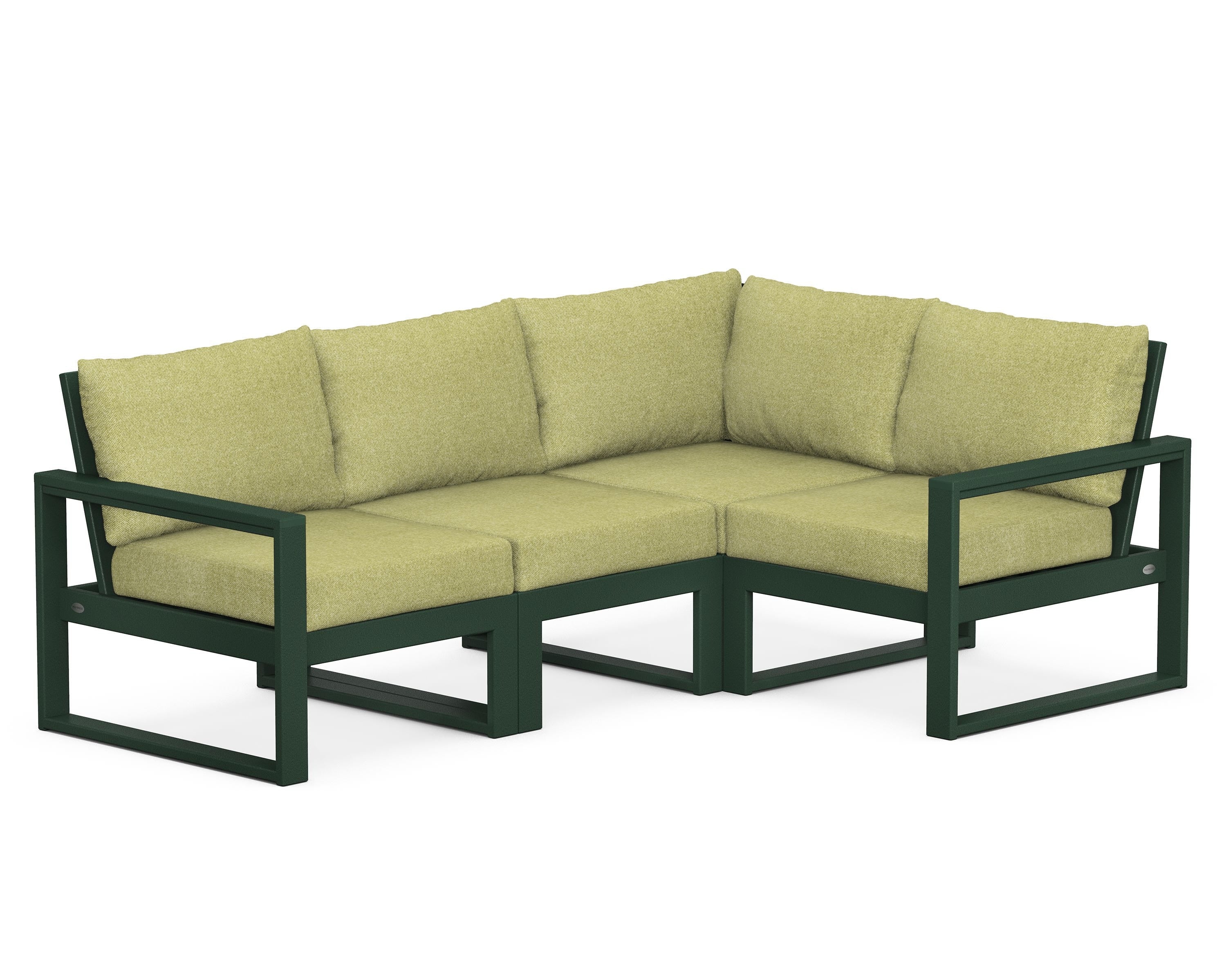 POLYWOOD® EDGE 4-Piece Modular Deep Seating Set in Green / Chartreuse Boucle