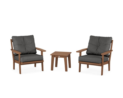 POLYWOOD® Prairie 3-Piece Deep Seating Set in Teak / Spectrum Carbon