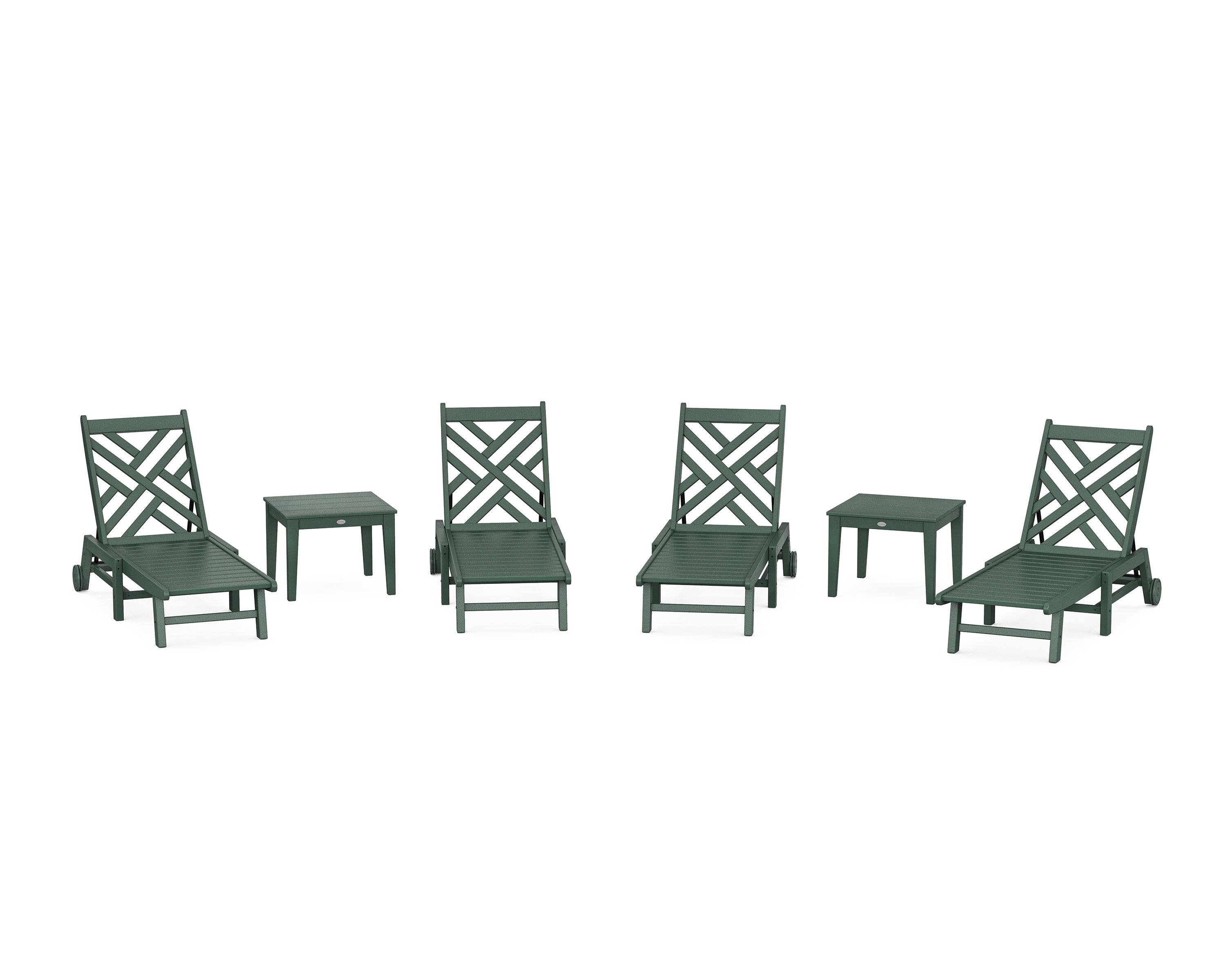 POLYWOOD® Chippendale 6-Piece Chaise Set with Wheels in Green