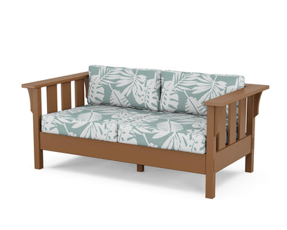 Martha Stewart by POLYWOOD® Acadia Deep Seating Loveseat in Teak / Leaf Glacier Spa