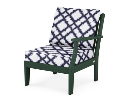 POLYWOOD® Braxton Modular Right Arm Chair in Green / Trellis Navy