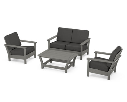 POLYWOOD® Harbour 4-Piece Deep Seating Set in Slate Grey / Spectrum Carbon