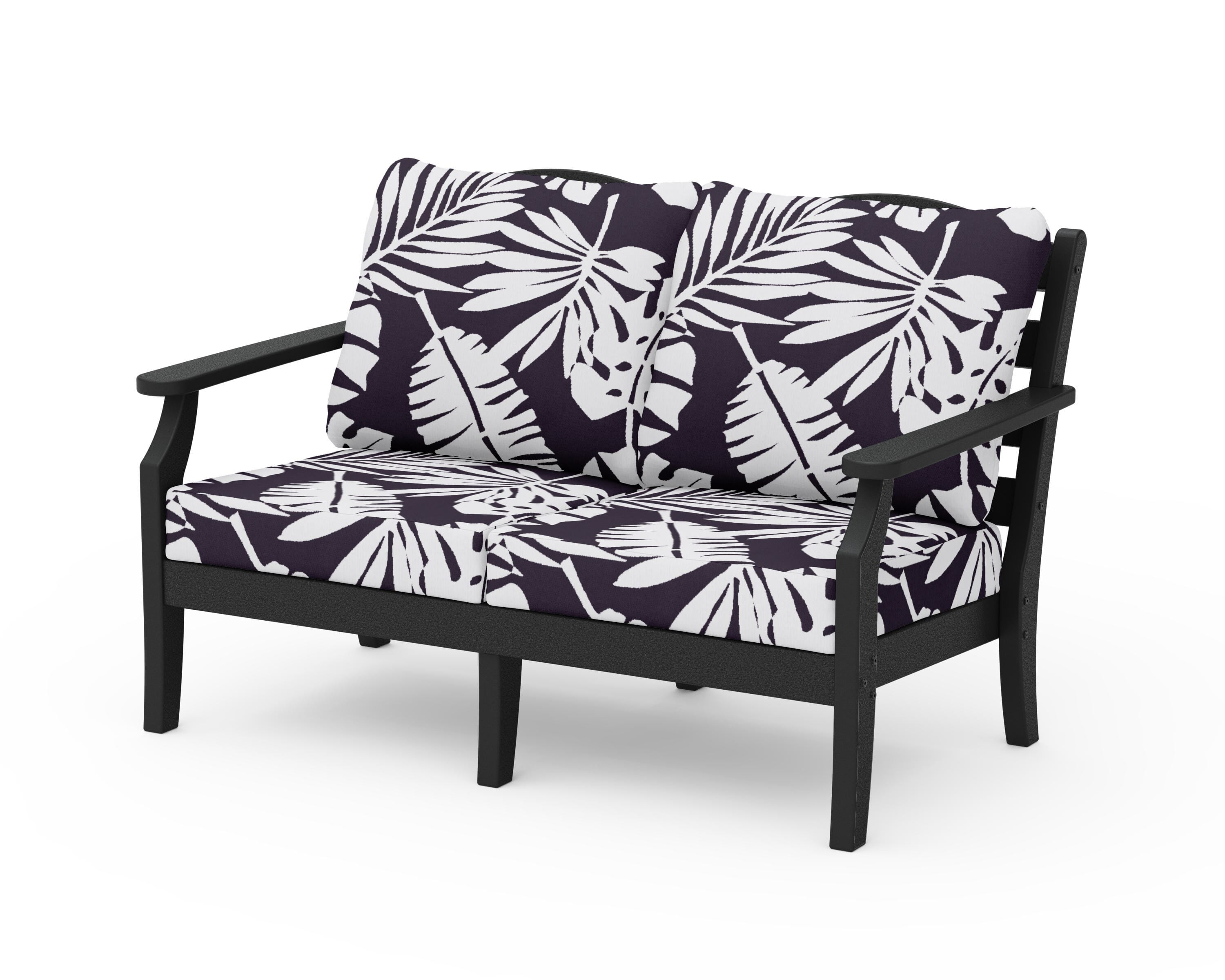 Draper James™ by  POLYWOOD® Savannah Deep Seating Loveseat in Black / Leaf Navy