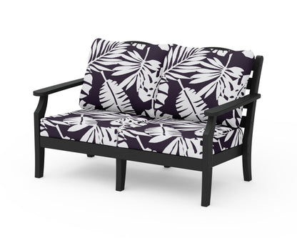 Draper James™ by  POLYWOOD® Savannah Deep Seating Loveseat in Black / Leaf Navy