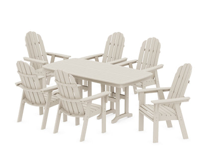 POLYWOOD® Vineyard Curveback Adirondack Chair 7-Piece Dining Set in Sand