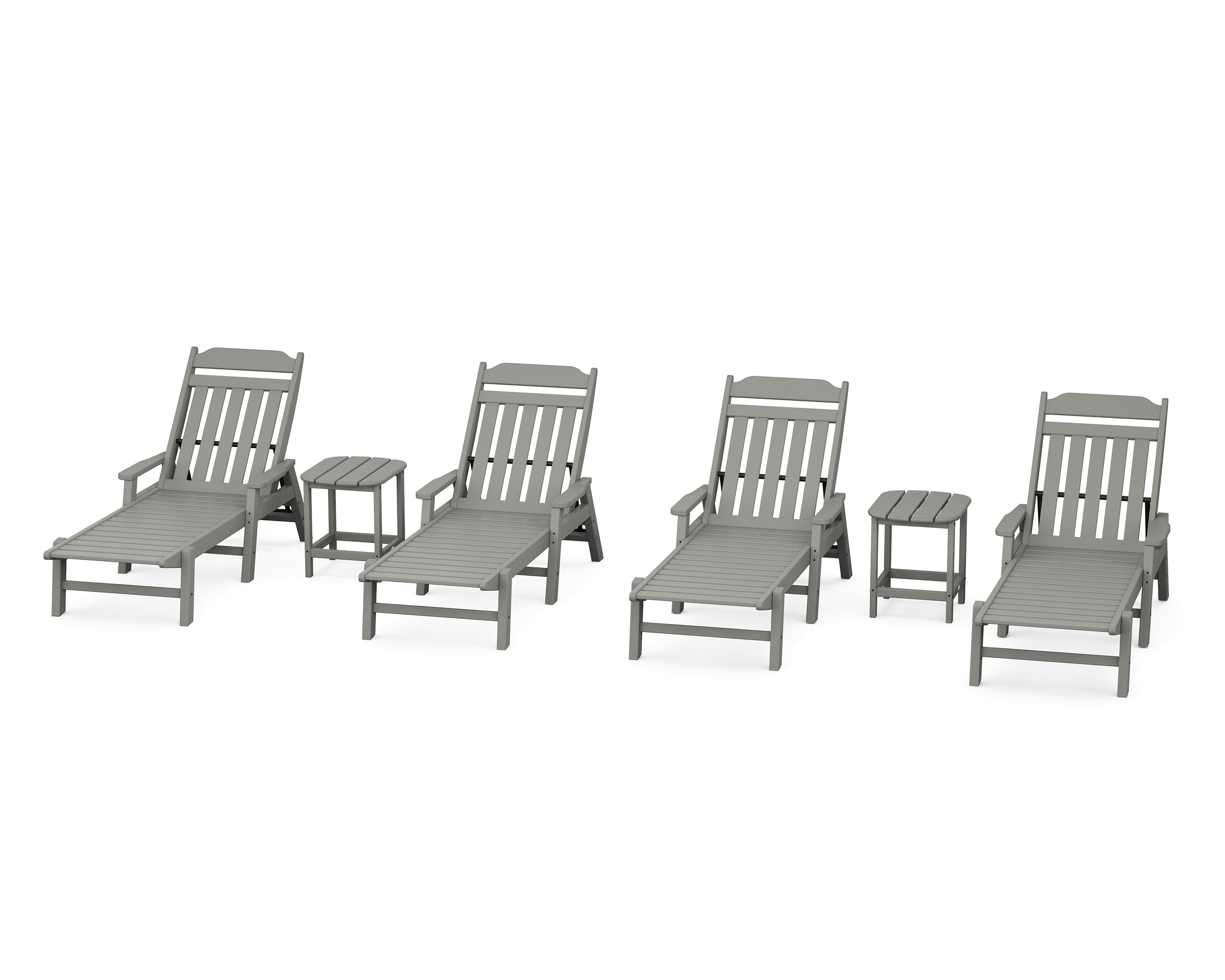 Country Living Cottage 6-Piece Chaise Set with Arms in Slate Grey