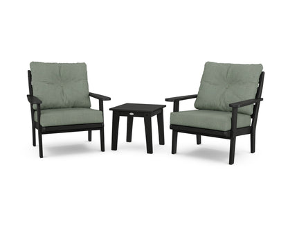 POLYWOOD® Lakeside 3-Piece Deep Seating Chair Set in Black / Cast Sage
