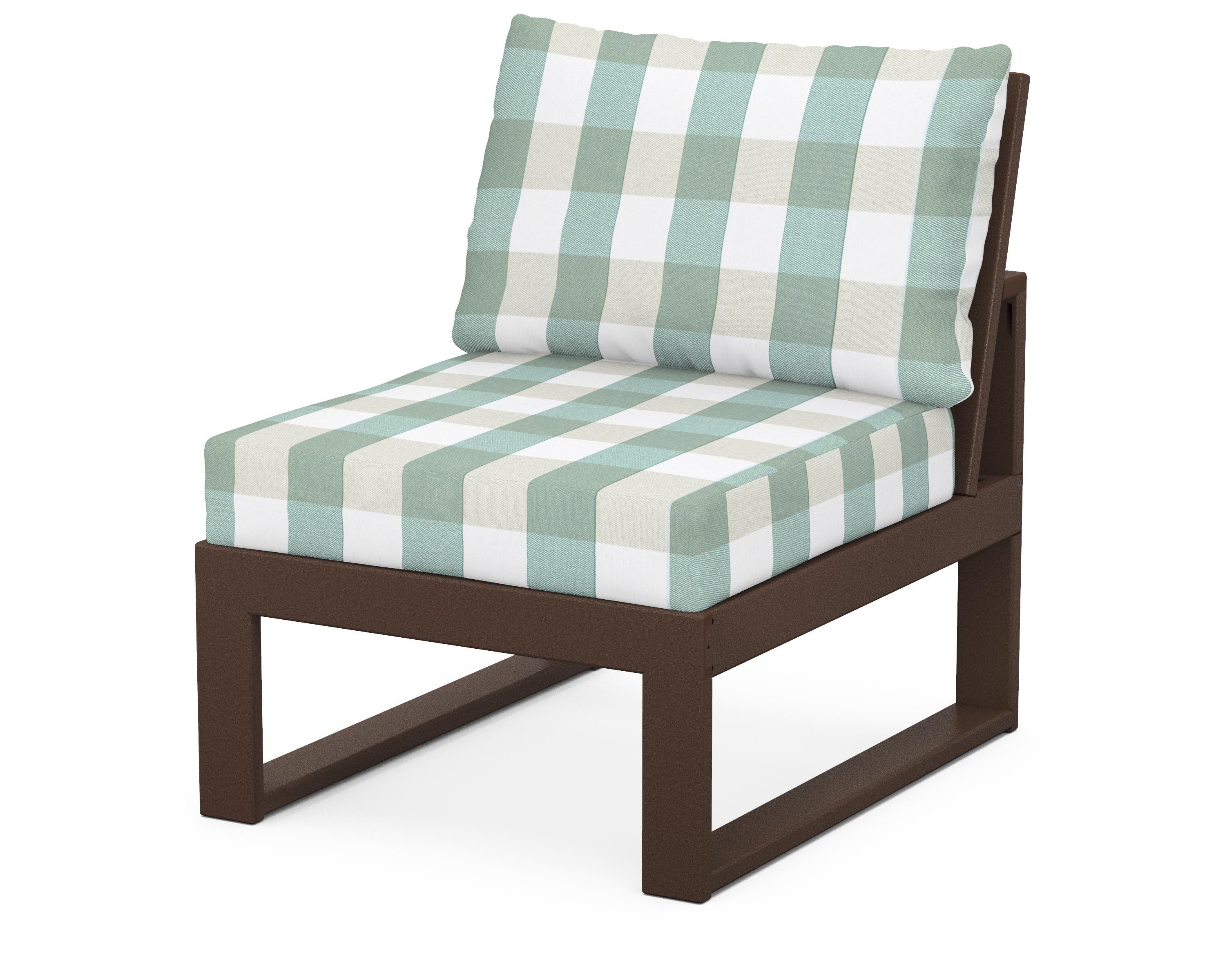 Unbranded Modular Armless Chair in Mahogany / Buffalo Plaid Glacier Spa