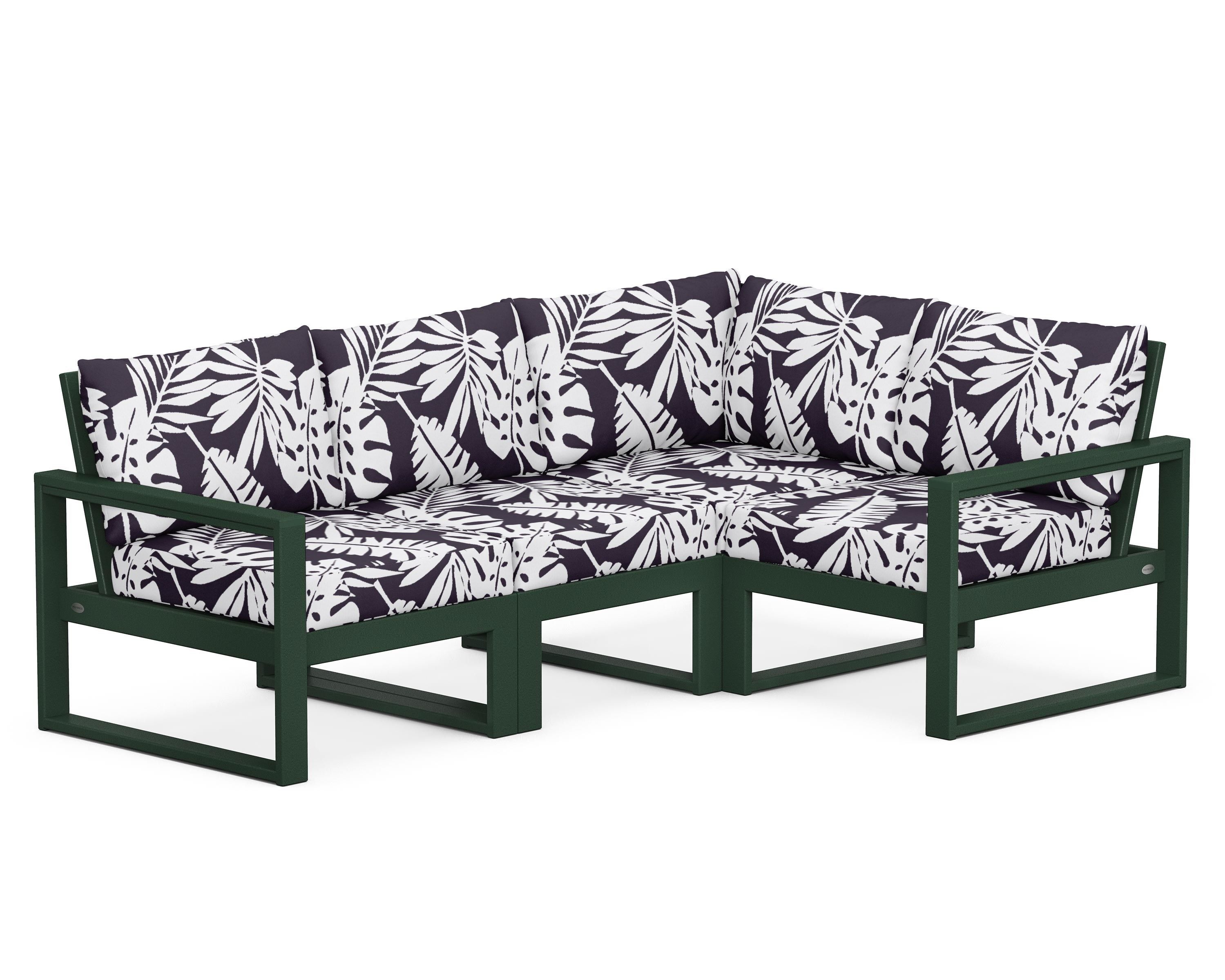 POLYWOOD® EDGE 4-Piece Modular Deep Seating Set in Green / Leaf Navy