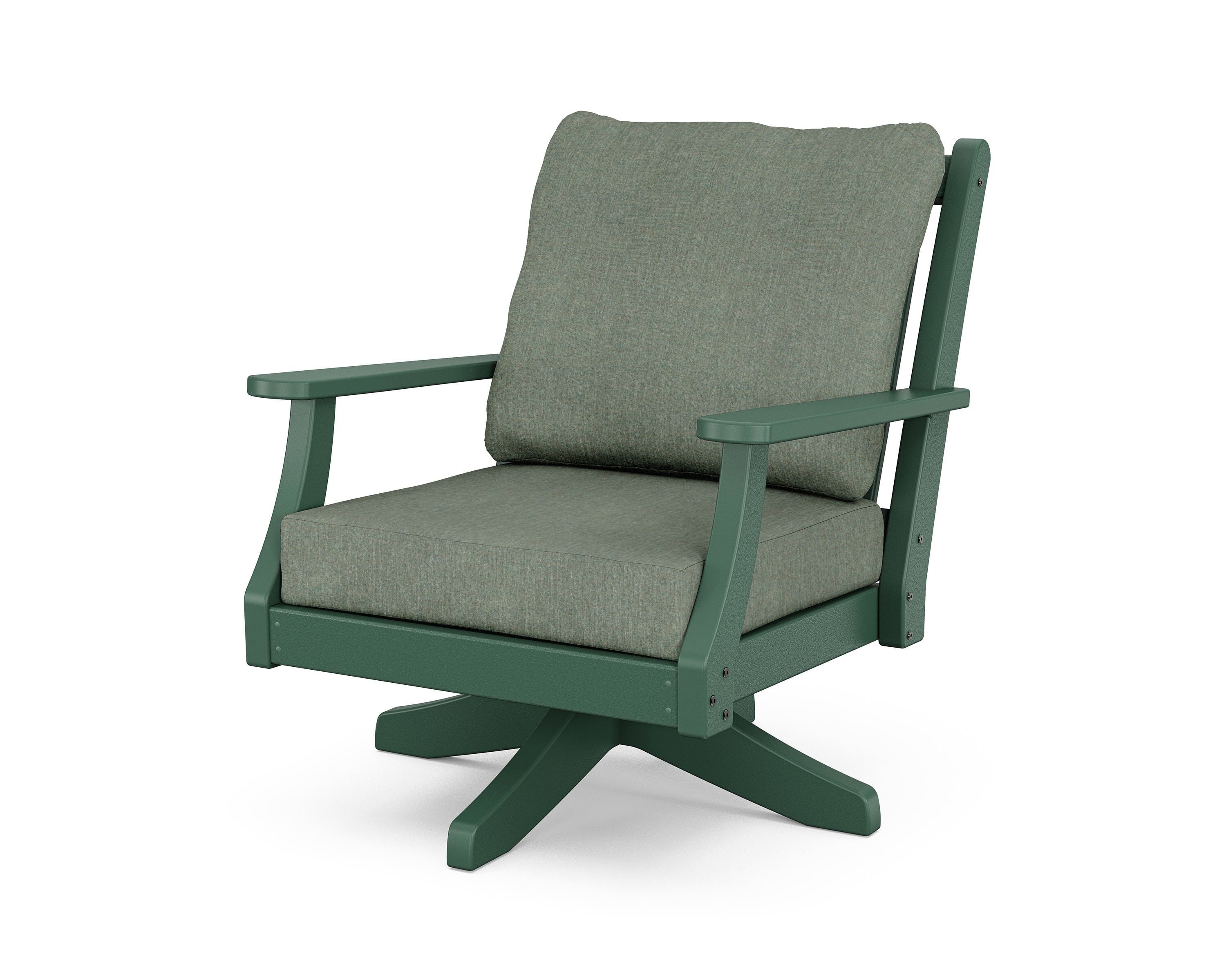Country Living Wovendale Deep Seating Swivel Chair in Green / Cast Sage