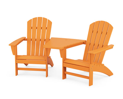 POLYWOOD® Nautical 3-Piece Adirondack Set with Angled Connecting Table in Tangerine