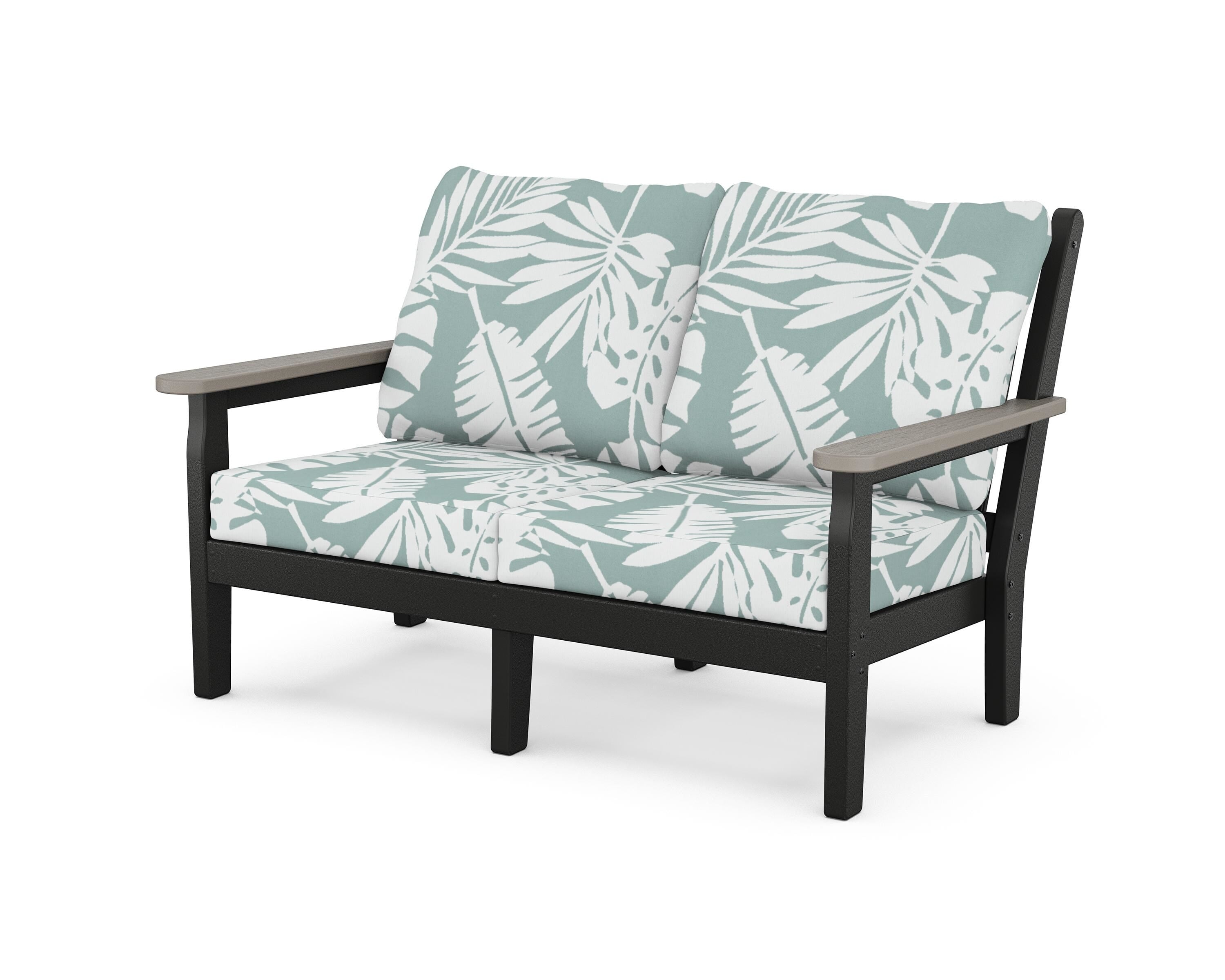 POLYWOOD® Chippendale Deep Seating Loveseat in Black / Driftwood / Leaf Glacier Spa