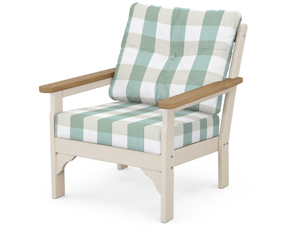 POLYWOOD® Vineyard Deep Seating Chair in Sand / Natural / Buffalo Plaid Glacier Spa