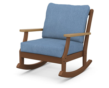 POLYWOOD® Braxton Deep Seating Rocking Chair in Teak / Natural / Sky Blue
