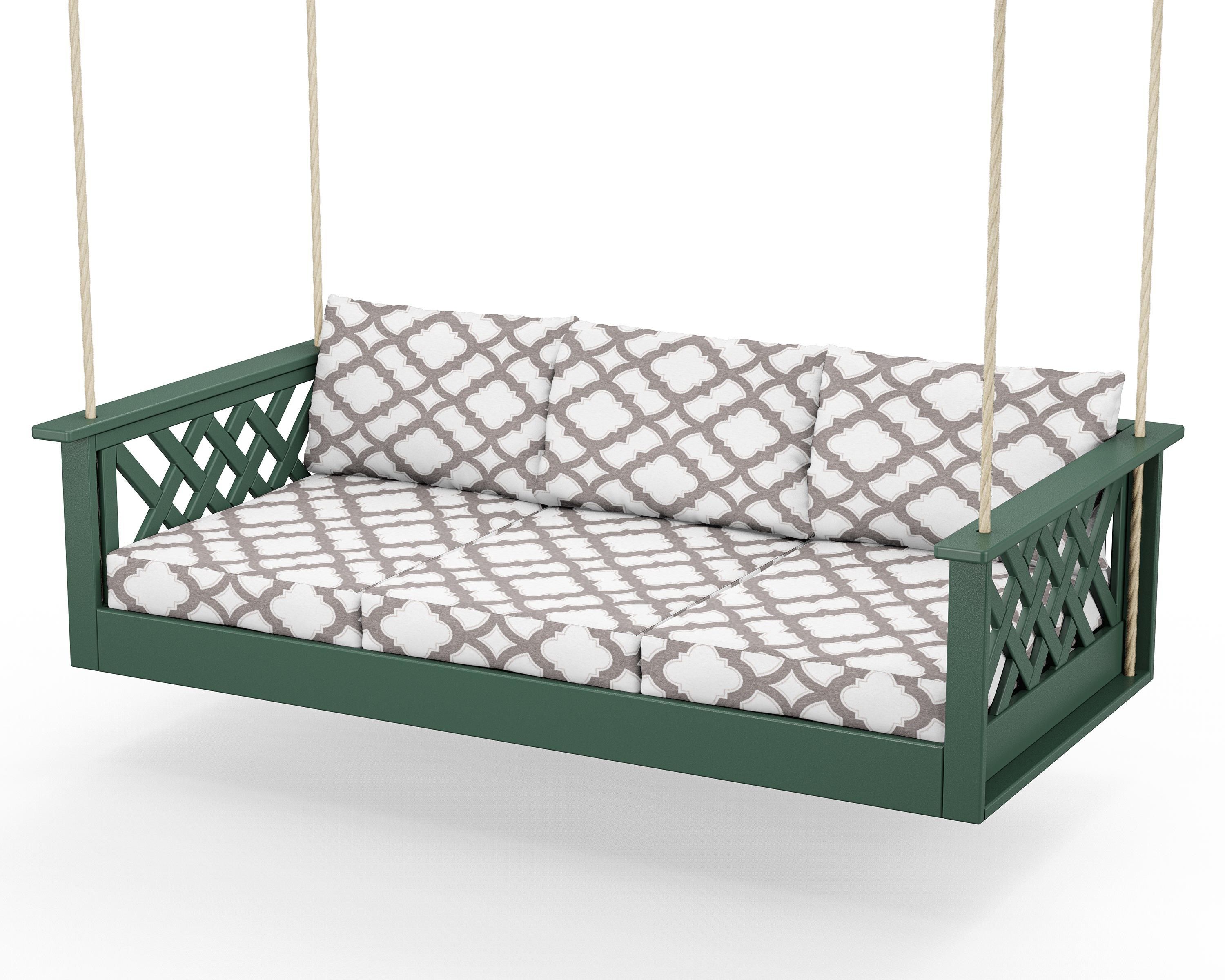 Country Living Wovendale Daybed Swing in Green / Trellis Grey Mist