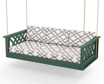 Country Living Wovendale Daybed Swing in Green / Trellis Grey Mist