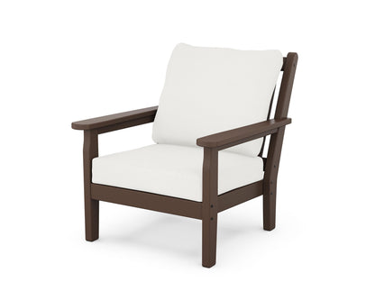 POLYWOOD® Chippendale Deep Seating Chair in Mahogany / Natural Linen